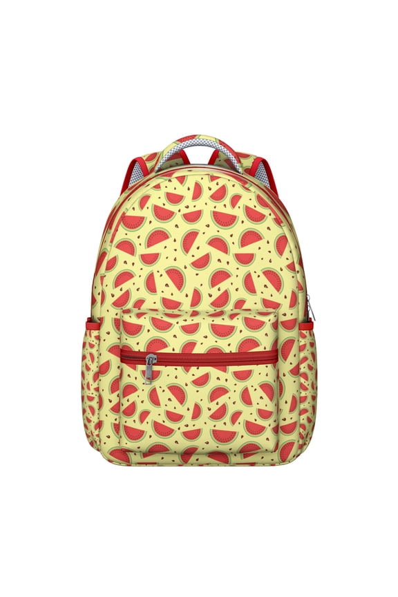Cute Watermelon Pattern Waterproof Bookbag - Lightweight Durable Backpack with Padded Straps & Organized Storage for Summer, Beach