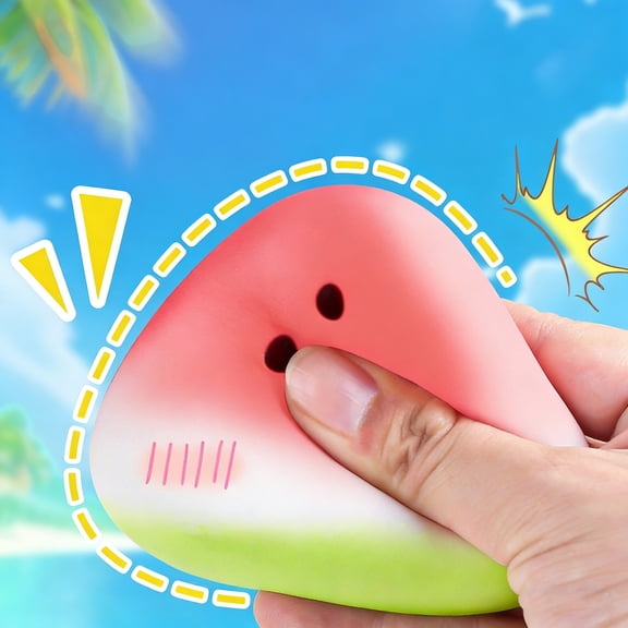 Cute Watermelon Slice Squeeze Toy for Stress, Soft Fidget Ball for Adults Home, Slow Rising Squeeze Toy Refreshing Design for Anxiety Relief Gift
