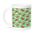thumbnail image 1 of 3dRose, Cute Watermelon Slices and White and Yellow Daisy Flowers on Green White Gingham Plaid Pattern, 11oz Mug, 1 of 7