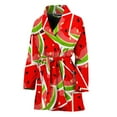 thumbnail image 1 of Cute Watermelon Slices Pattern Women Bathrobe One Size Univeral Fits Fashion Lightweight Plush Fleece Long Robe For Women, 1 of 3