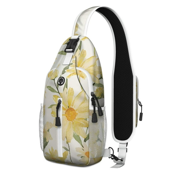 Cute Watermelon Sling Backpack with Tropical Fruit and Geometric Print – Lightweight Outdoor Shoulder Bag with Breathable Padding, Reversible Strap, Secure Zippers