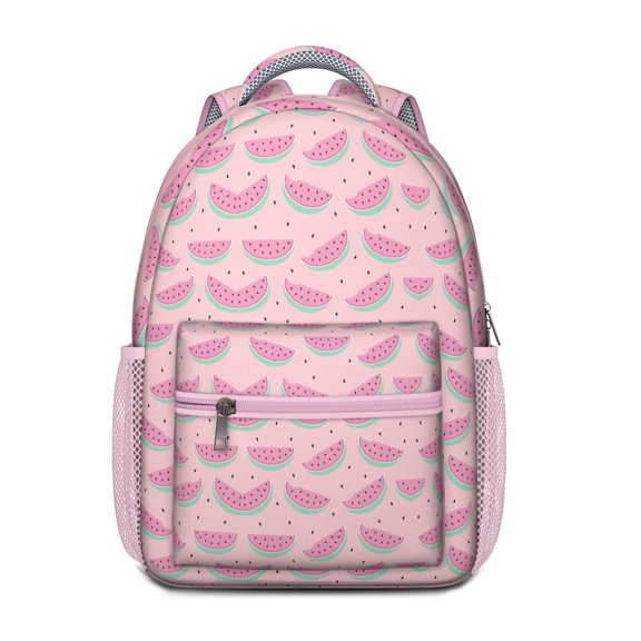 Cute Watermelon Tropical Design Backpack - Waterproof & Spacious School Bag with Side Pocket for Bottles & Accessories