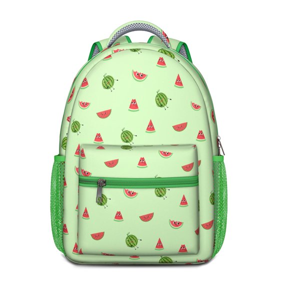 Cute Watermelon Tropical Design Backpack - Waterproof & Spacious School Bag with Side Pocket for Bottles & Accessories