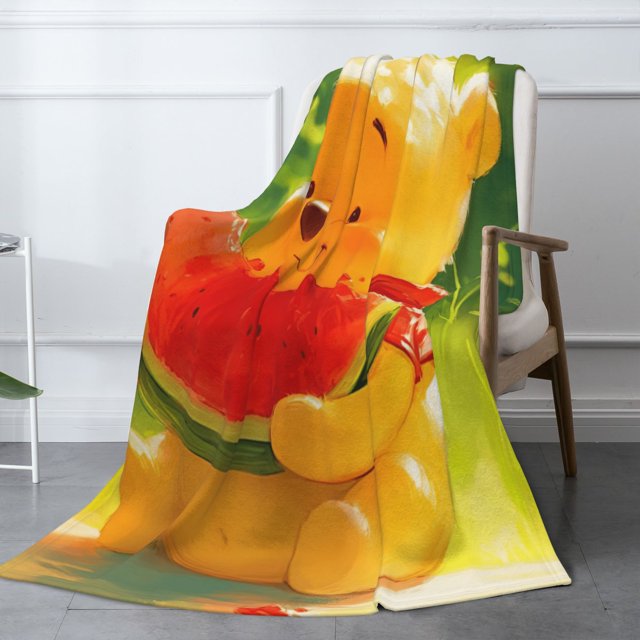 Cute Watermelon Winnie The Pooh Blanket for Couch Bed Throw Blanket