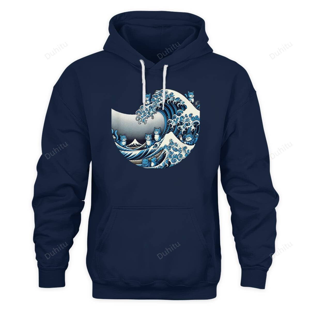 Cute Wave Of Blue Cats, Unisex Hoodie Warm, Cozy, And Stylish.