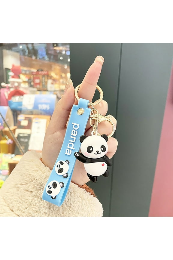 Cute Waving Panda Keychain Animal Charm Gift for Women Men Car Keys Backpack Decor