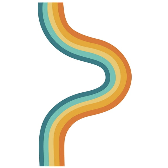 Cute Wavy Design of a Beautiful and Colorful Rainbow for Relaxing Wall Decoration - Abstract and Aesthetic Background of Rainbow Artwork Design for Living Room Vinyl Wall Decal 20" x 34"