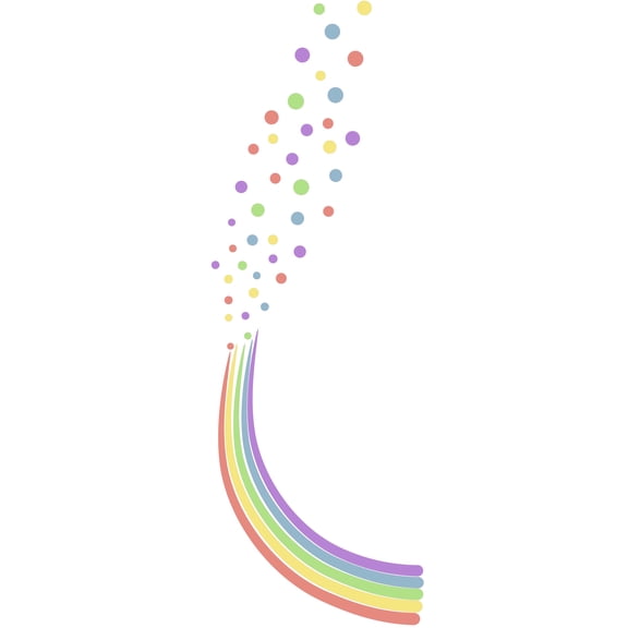 Cute Wavy Design of a Beautiful and Colorful Rainbow with Trails for Relaxing Wall Decoration - Abstract and Aesthetic Background of Rainbow Artwork Design for Living Room Vinyl Wall Decal 20" x 56"