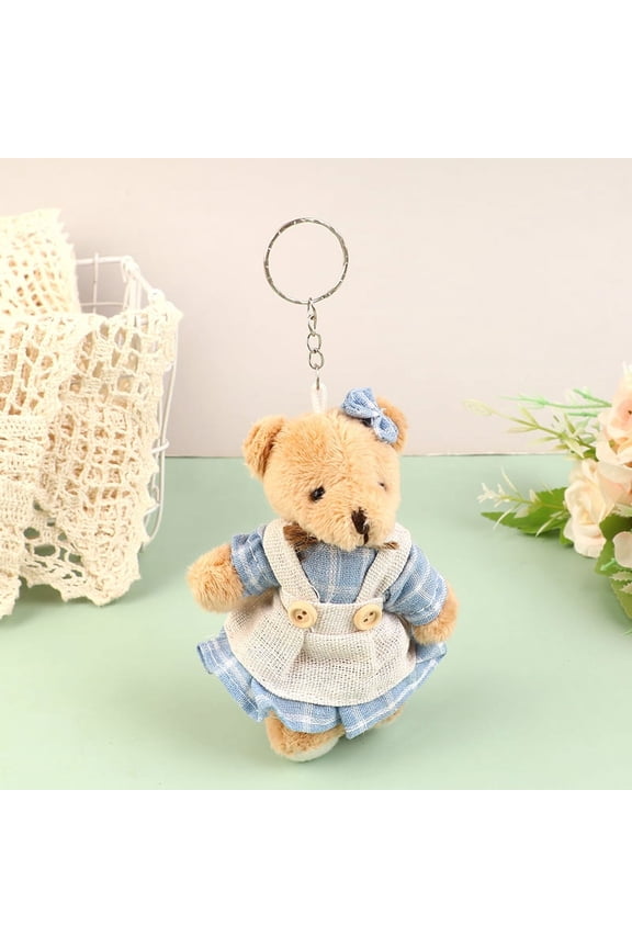 Cute Wear Clothes Bear Plush Toy Cartoon Rabbit Pendant Soft Stuffed Doll Keychain Backpack Car Bag Key Ring Decor Kid Gift