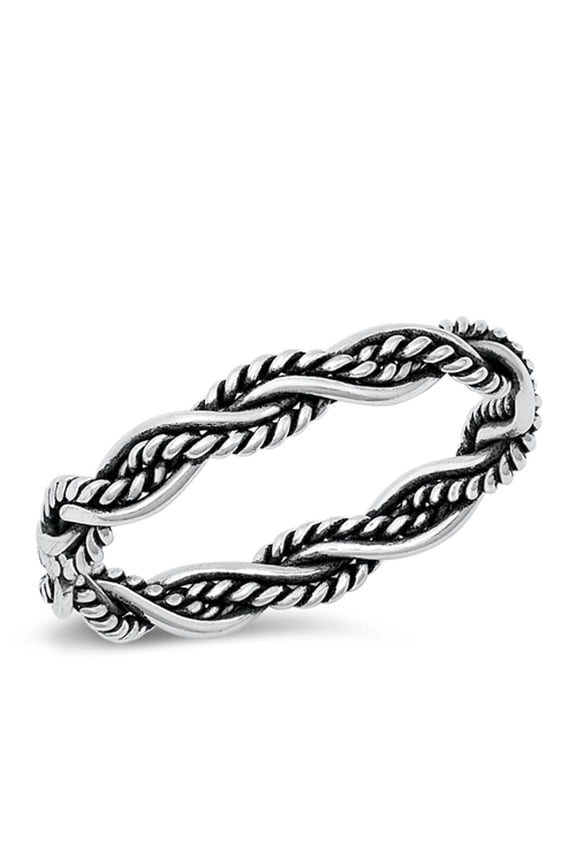 Cute Weave Braided Wedding Promise Ring .925 Sterling Silver Band Jewelry Female Male Unisex Size 5