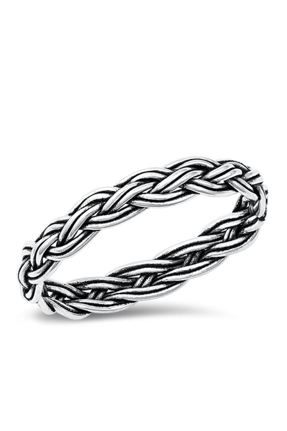 Cute Weave Braided Wedding Ring .925 Sterling Silver Band Jewelry Female Male Unisex Size 4