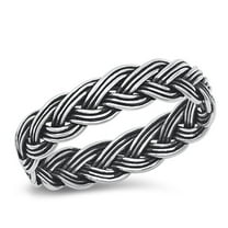 Cute Weave Braided Wedding Ring .925 Sterling Silver Band Jewelry Female Male Unisex Size 5