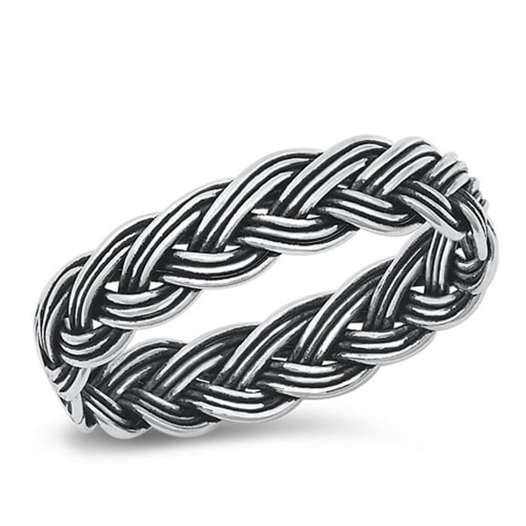 Cute Weave Braided Wedding Ring .925 Sterling Silver Band Jewelry Female Male Unisex Size 5