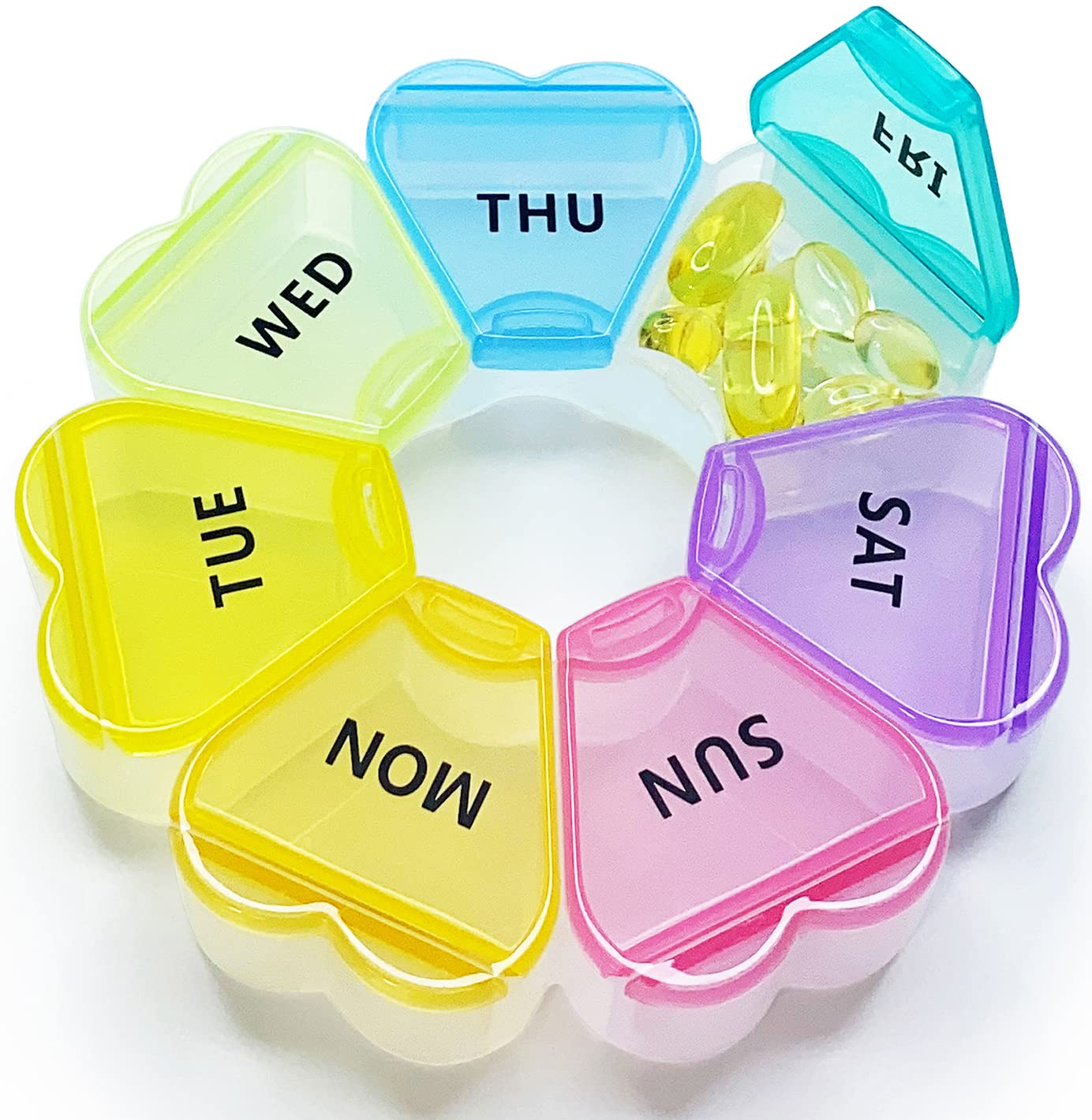 Cute 7 Day Pill Case with Unique Spring Assisted Open Design