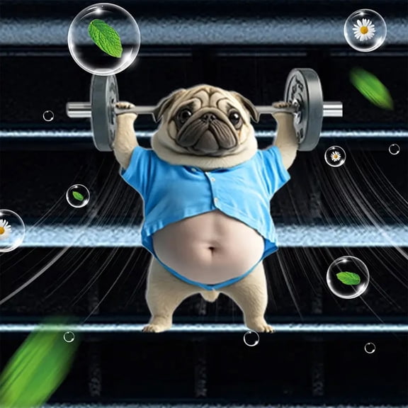 Cute Weightlifting Dog Aromatherapy Clip, Car Interior Decoration Pendant, Fragrance Diffuser Car Accessories, Fun and Personalized Automotive Ornament