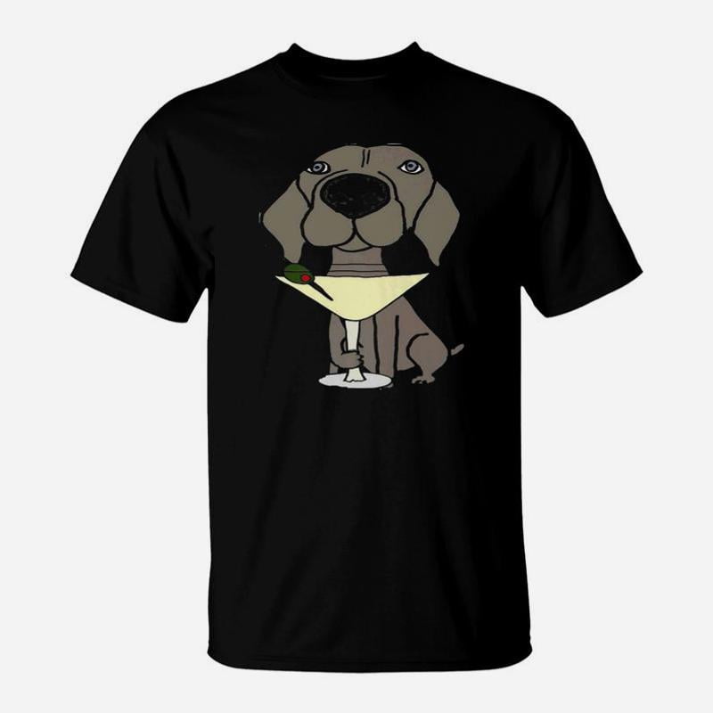 Cute Weimaraner Dog Drinking Martini TShirt - Walmart.com