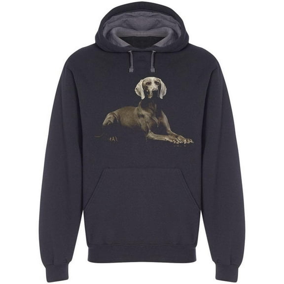 Cute Weimaraner Laid Down Hoodie Men -Image by Shutterstock, Male Small