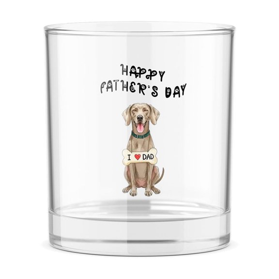Cute Weimaraner Loves Dad Happy Father's Day 11oz Whiskey Glass Mug Weim Gray Ghost Dog Lover Whiskey Cocktail Glasses Cup - 12008