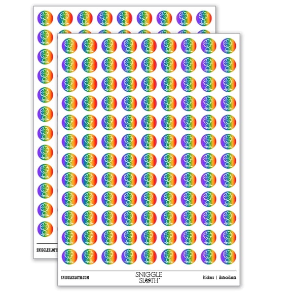 Cute Weird Flower Creature Smile Happy Face 200+ Round Stickers - Matte Finish - 0.50" Size - Rainbow