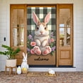 thumbnail image 1 of Cute  Welcome Banner Green Plaid Spring Backdrop Lavender Daisy Rabbit Display for Easter Decoration Garden Gathering Photo Backdrop, 1 of 8