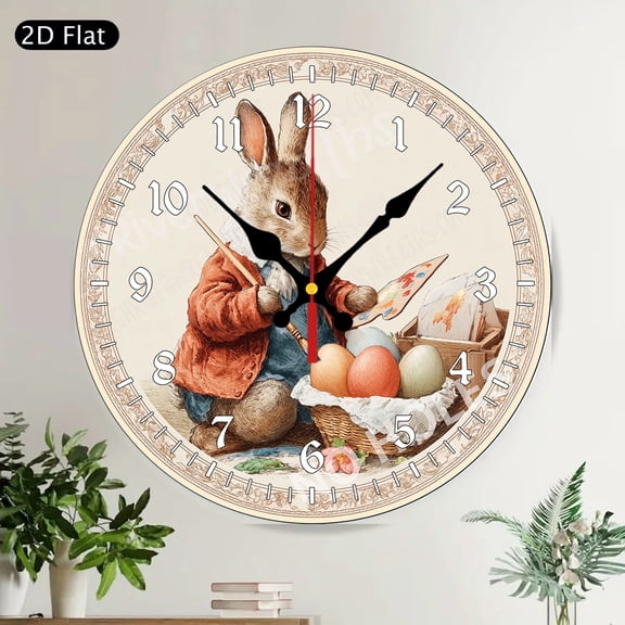 Cute Welcome Bee Round Wall Clock Silent Non Ticking Farmhouse Kitchen Decor