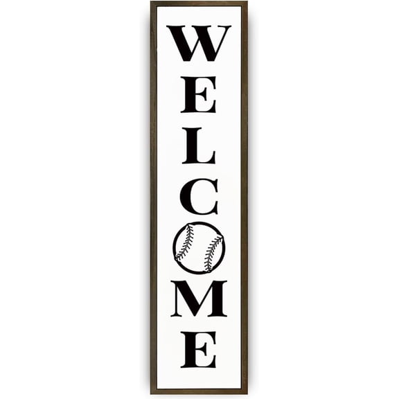 Cute Welcome Decor, Long Tall Welcome Plaque Signs, Hanging Framed Wood Sign for Front Door, Home Housewarming Decor, Farmhouse Decoration for Shelf, Freestanding Wooden Box Sign 17.8x4x1.2 inches
