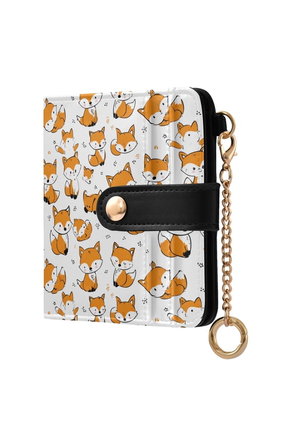 Cute and Well Behaved Fox Small Wallet for Women RFID Blocking Bifold PU Leather Credit Card Holder with Zipper Coin Pocket Compact Cute Travel Purse Magnetic Snap 7 Card Slots