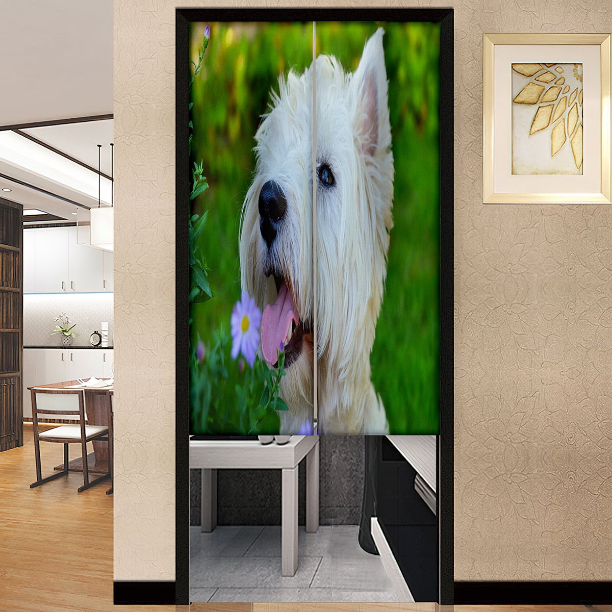 Cute West Highland White Terrier Dog Printed Door Curtains Bedroom