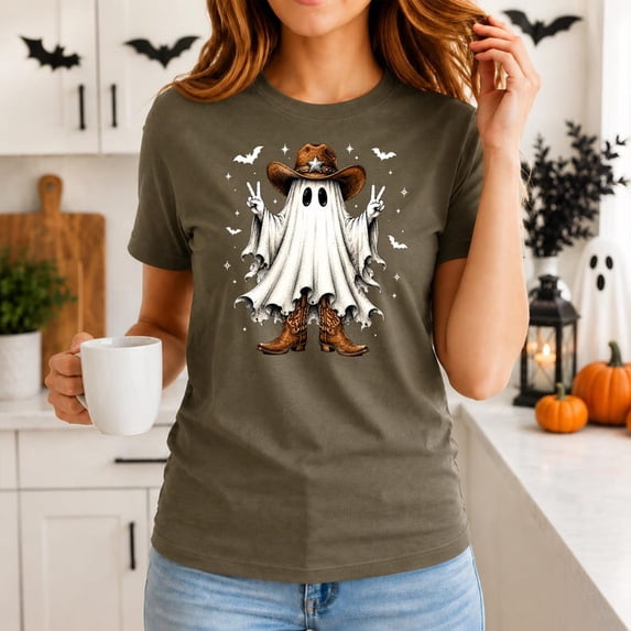 Cute Western Halloween Shirt, Cowboy Ghost Boots Tee, Country Spooky Cowgirl Top for Women, Western Fall Gift