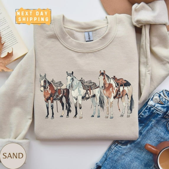 Cute Western Horses Sweatshirt, Popular Horse Sweater, Horse Lovers , Cute Women Western , Cowgirl , For Her Tshirt All Size S-5XL