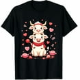 thumbnail image 1 of Cute Western Valentine Highland Cows with Hearts Graphic Crew Neck Short Sleeve T-Shirts (Men's, Women's), 1 of 4