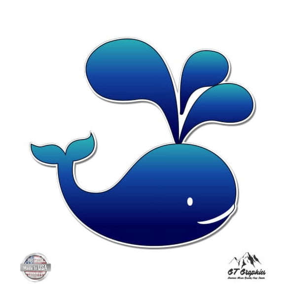 Cute Whale - 8" Vinyl Sticker - For Car Laptop I-Pad - Waterproof Decal