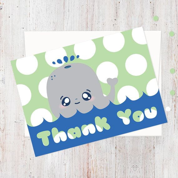 Cute Whale Thank You Card – Adorable Design with Polka Dots – Blank Inside, Envelope Included – Perfect for Kids, Birthday Parties, or Everyday Gratitude