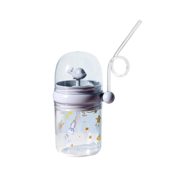 Cute Whale Tumbler with Straw, Clear PC Water Bottle, Dustproof Lid Cup, Reusable Drinkware for Home Office(Blue)