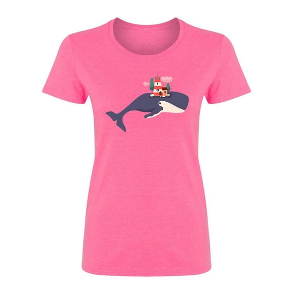 Cute Whale With Lighthouse Shaped T-Shirt Women -Image by Shutterstock, Female Large