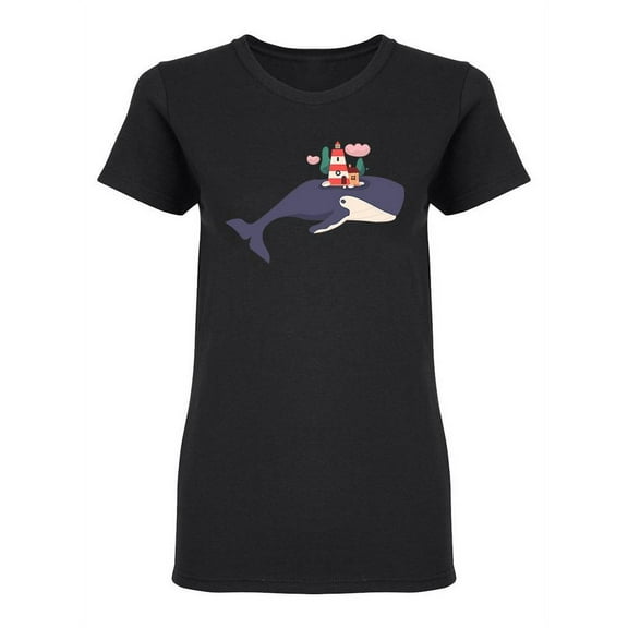 Cute Whale With Lighthouse Shaped T-Shirt Women -Image by Shutterstock, Female XX-Large