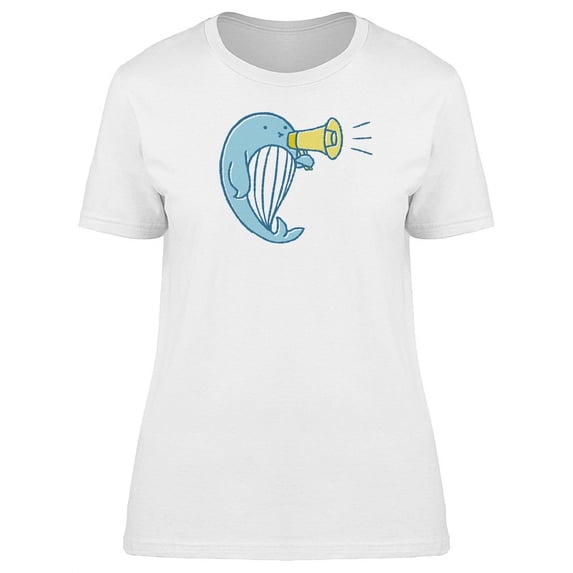 Cute Whale With Loudspeaker T-Shirt Women -Image by Shutterstock, Female XX-Large
