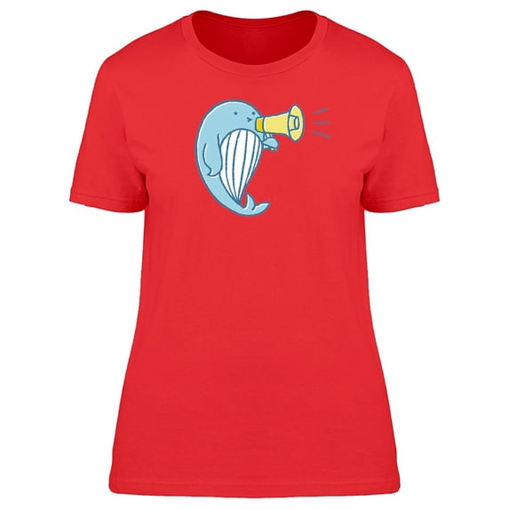 Cute Whale With Loudspeaker T-Shirt Women -Image by Shutterstock, Female XX-Large