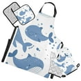 thumbnail image 1 of Cute Whales Apron Set with Oven Mitts Pot Holders Set of 5 Kitchen Stuff Accessories, 1 of 6