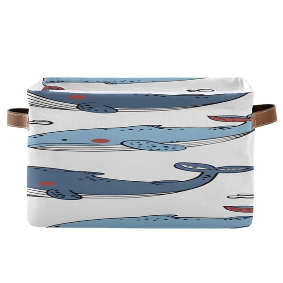 Cute Whales Hand Painted Style Square Storage Bins with Handles Collapsible Containing Box 1 Pack