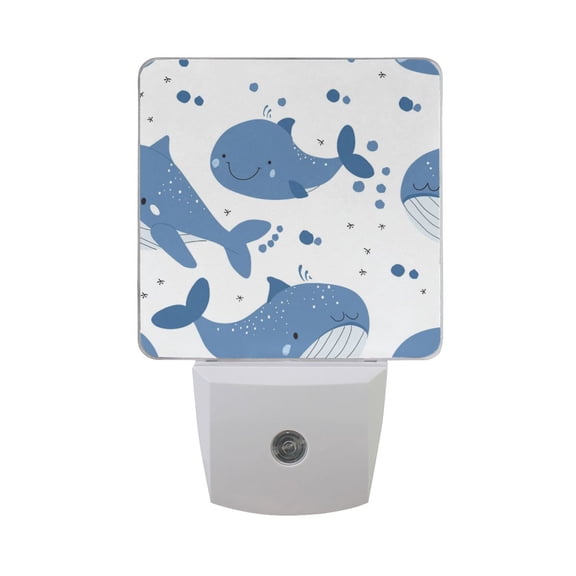 Cute Whales LED Night Light with Smart Sensor Plug Into Wall Dusk to Dawn 2 packs