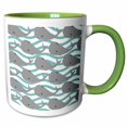 thumbnail image 1 of 3drose, Cute Whales on the Waves Print, 15oz Two-tone Green Mug, 1 of 6