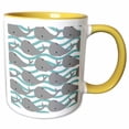 thumbnail image 1 of 3drose, Cute Whales on the Waves Print, 15oz Two-tone Yellow Mug, 1 of 6