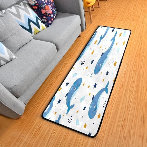 Cute Whales Runner Rug - 24"x72" Ultra Soft Non-Slip Floor Mat Washable Area Rugs for Kitchen Bathroom Entry Home Decor Gifts