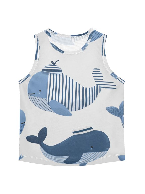 Cute Whales Wear Mariner Suit Vest Undershirt Tank Top Sleeveless Quick Dry 4T