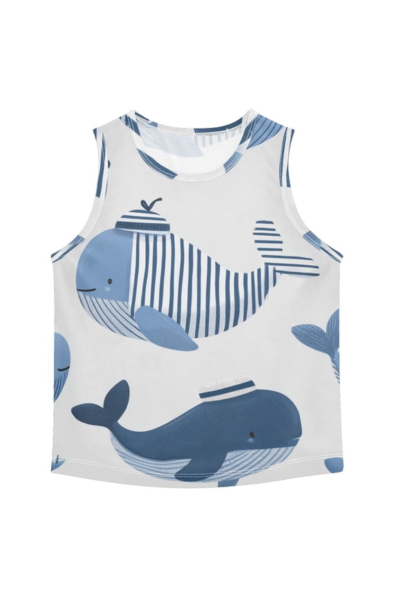 Cute Whales Wear Mariner Suit Vest Undershirt Tank Top Sleeveless Quick Dry 4T