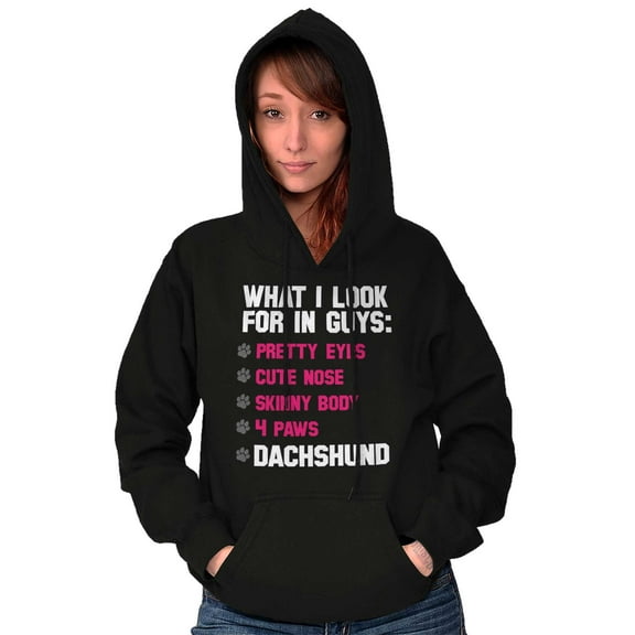 Cute What Look In Guys Dachshund Dog Hoodie Sweatshirt Women Brisco Brands X
