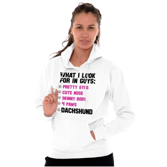 Cute What Look In Guys Dachshund Dog Women Plus Size Graphic Pullover Hoodie Brisco Brands 2X