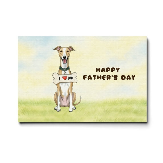 Cute Whippet Loves Dad Happy Father's Day Horizontal Matte Canvas Poster Dog Lover Wall Art Home Decor - 12008