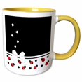 thumbnail image 1 of 3drose, Cute White Black Ladybugs Floating Hearts White Ribbon, 11oz Two-tone Yellow Mug, 1 of 6
